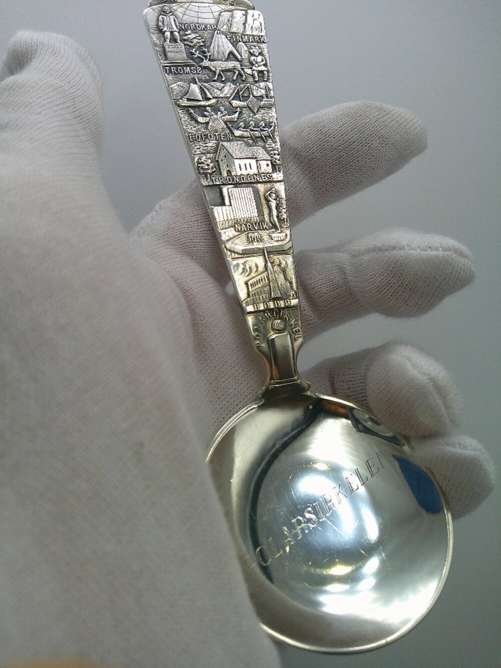 Vintage Spoon Norway Nord-Norge Silverplate 60 Gr HS Souvenir Spoon 6 1/2"